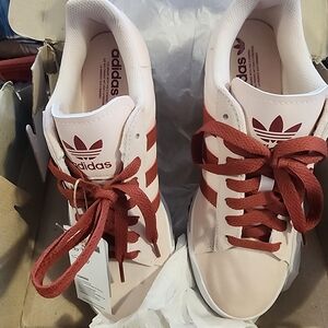 Adidas Women's Light Pink and Red Sneakers